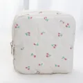 Quilted cosmetic bag portable padded makeup pouch cute cherry print travel storage bag - Little Cherry Small Square Cosmetic Bag