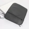 Dark grey laptop sleeve with zipper pocket, protective fabric case for 14 inch notebook. - 14 Inch Double Layer / Black