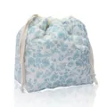 Quilted drawstring makeup bag, cute blue floral travel cosmetic storage pouch, 3D design. - White Orchid Quilted Drawstring Cosmetic Pouch