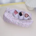 Pink floral quilted hair dryer storage bag portable travel cosmetic organizer with dividers. - Vine Floral Curling Wand Storage Bag