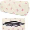 Quilted travel hair dryer storage bag with cute pink bow pattern, portable cosmetic organizer. - Pink Bow Curling Wand Storage Bag