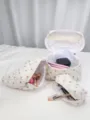 Quilted floral cosmetic bag set, portable travel makeup storage pouch, stylish grid design. - Set of 3 (S/M/L) / Quilted Plaid