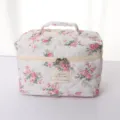 Carina borsa per trucco trapuntata floreale con manico, grande capacità astuccio cosmetico. - Borsa per Trucchi Trapuntata Floreale Fiore Grande Grande