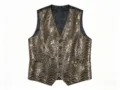 Men's Gold Sequin Vest Stage Performance Scallop Waistcoat Single-Breasted V-Neck - S / Tops / Gold