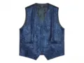 Men's blue sequin vest for stage performance, host, singer, and photography. Stylish V-neck. - S / Tops / Blue