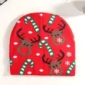 Christmas knitted beanie red winter hat cute reindeer candy cane pattern festival street style - Red Cane Elk