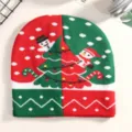 Christmas knit beanie winter hat colorful snowman tree pattern cozy festival streetwear cap - Green Red Christmas Tree