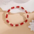 Braccialetto di perle in pietra rossa vintage, vista dettagliata per stile estivo chic. - 11#