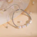 Bracelet de perles fait main élégant avec des perles blanches et grises pour femmes. - 10#