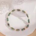 Bracciale perle retro perline cilindriche verdi elegante gioiello estivo accessorio moda donna - 7#
