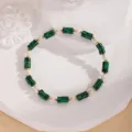 Retro verde perla cilindrica bracciale elegante e minimalista per estate gioiello - 6#