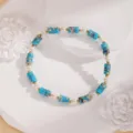 Bracelet de perles de turquoise et perles, bijoux d'été élégants avec perles dorées. - 2#