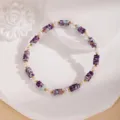 Bracelet de perles violettes vintage avec separateurs dores, bijou de mode elegant. - 3#