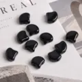 Black dual-hole ginkgo glass beads 7.5mm DIY handmade bracelet necklace jewelry making components - 10g Approx 44 Beads / Obsidian Black
