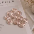 Perle di vetro importate Repubblica Ceca 14mm perline piatte rotonde in rilievo per gioielli fai da te - Cristallo Oro Rosa