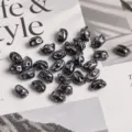 Czech glass double hole beads 3x7mm black marbled DIY handmade jewelry making parts - 10g (Approx 110 Beads) / Black Silver Cracked Pattern