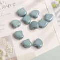 Czech glass ginkgo beads 7.5mm dual hole green loose beads for DIY handmade jewelry making. - 10g Approx 44 Beads / Hazy Light Blue