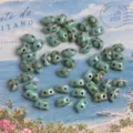 Perles jumelles en verre tchèque 3x7mm perles à deux trous DIY bracelet accessoires - 10g (Env 110 Perles) / Turquoise de Lac