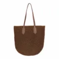 Woven straw tote bag for women, large capacity beach shoulder bag for summer vacation commute. - Edge Zipper / Coffee