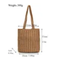 Handgefertigte Häkelstrick Handtasche lässige Strand Umhängetasche Stroh Shopper für Damen - offene Oberseite / Khaki