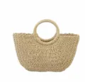 Straw Woven Handbag Large Beige Tote Bag Summer Beach Basket Women Casual Purse - L / Off White