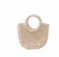 Small off-white straw woven handbag, handmade basket tote bag for summer beach vacation. - S / Off White