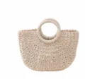 Beigefarbene mittlere Strohgewebe Handtasche Sommer Strand Korb Tasche fuer Damen - M / Gebrochenes Weiß