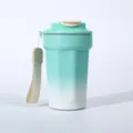 Verlauf edelstahl kaffeebecher mit tragegurt, achteckige isolierte reise-wasserflasche. - Cyan-Weiß-Verlauf