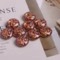 Perles de verre tchèques 14mm motif noix de cajou gaufré perles rondes plates pour bijoux DIY. - 1 Pièce/Paquet / Miel Rose Or
