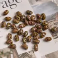 Czech glass two-hole ingot beads 3x7mm DIY loose beads for handmade jewelry making crafts. - 10g (Approx 110 Beads) / Moss Olive