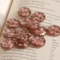 Perles en verre tcheques 13mm etoile et lune perles rondes plates pour fabrication de bijoux DIY. - 1 Pièce/Paquet / Rose Crépuscule