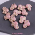 Perles de verre tchèques éléphant rose or breloque fait main DIY bijoux loisirs créatifs 21mm - 50 Pièces/Paquet / 02010-96946