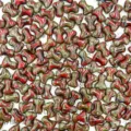 Czech glass T-shaped bone beads for DIY jewelry making, beautiful marbled red and green design. - Red Green Shimmer Glaze