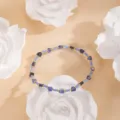 Bracelet de perles de coeur bleu fait main avec espaceurs dorés et perles Miyuki détail - Violet