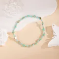 Handmade turquoise heart beaded bracelet minimalist summer jewelry for women and girls - Light Green