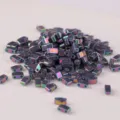 Metallic two-hole craft beads for DIY jewelry making, iridescent finish, bulk pack. - HTL-1898