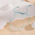Vue de détail d'un bracelet en pierre de cristal tissé bleu, bijou minimaliste d'été. - 2#