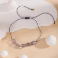 Bracelet cordon tressé violet fait main galet de cristal réglable bijou chic. - 3#