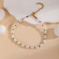Bracelet de perles minimaliste avec chaine dorees reglable pour femme quotidien - Gris Perle