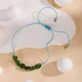 Charmant bracelet de pierres précieuses tressées à la main avec un cordon bleu réglable. - 7#