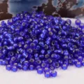 Perline di semi di vetro blu foderate in argento 2mm, accessori per gioielli fai da te - 10.00g / Blu scuro