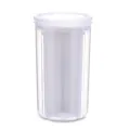 Clear plastic segmented food storage jar with airtight lid for kitchen grains and snacks. - Large White