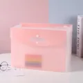 PP Plastic A4 Accordion Folder, Portable Expanding File Organizer, Pink Office Storage Bag - Without Handle / Pink