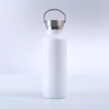 304 stainless steel insulated water bottle with handle, wide mouth sports gym flask for outdoor. - 500ml / White