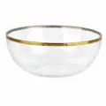 Clear glass salad bowl with hammered texture and luxury gold rim, 20cm diameter, 1500ml capacity. - 20 Hammered Bowl