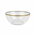 Clear glass salad bowl with gold rim and hammer texture for home kitchen and dining tableware. - 15 Hammered Bowl