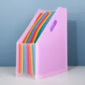 Colorful A4 multi-layer accordion file folder, large capacity desktop document organizer bag. - Pink