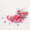 Octagonal sealing wax beads set with clear storage jar, colorful wax particles for stamp. - Bottled Wax Beads - Bright Purple and Red