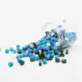 Octagonal sealing wax beads set with transparent storage jar for crafts letter stamping. - Bottled Wax Beads - Blue Sea and Sky