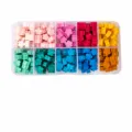 Sealing wax beads set with clear storage box, colorful flower wax for stamp crafting. - Cherry Blossom Wax Beads - 10 Grids (Approx. 100 Beads)